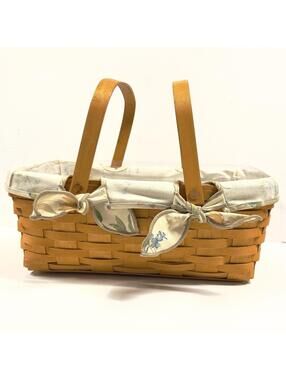 Longaberger Market Basket 15”x10”x5.76” Sm Botanical Fields Liner & Protector